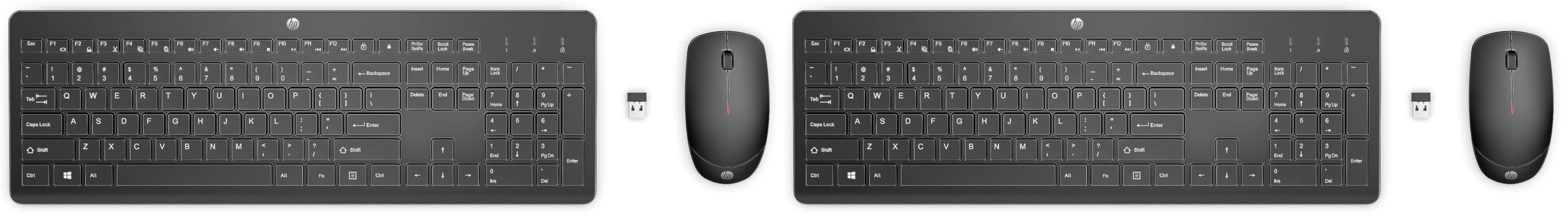 HP 230 Combinación de Teclado y Ratón Inalámbricos(1600 PPP, Batería hasta 16 Meses de Duración, Puerto USB-A, Indicadores LED, Windows) Teclado QWERTY Español - Negro (Paquete de 2)