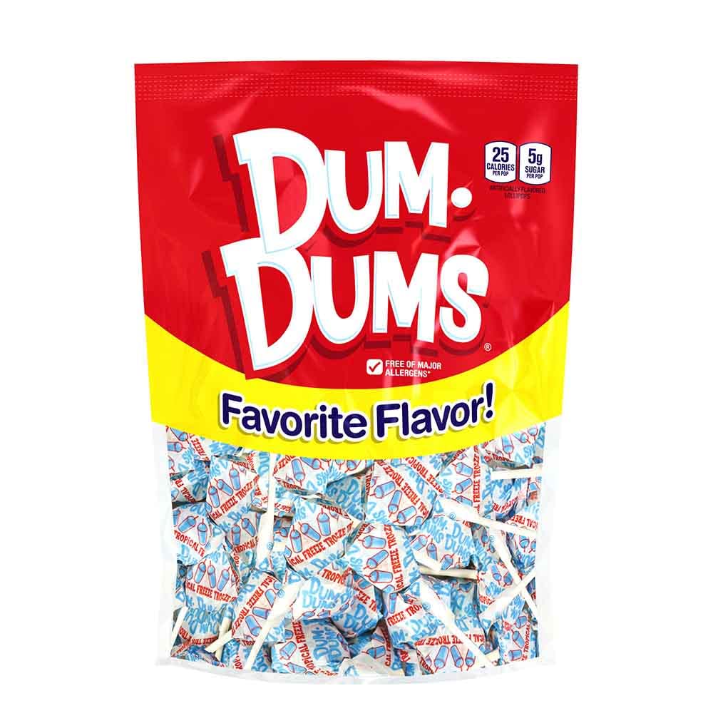 Dum Dums Tropical Freeze Lollipops - Bulk Candy Box with Lollipops Individually Wrapped, Single Flavor Gourmet Suckers - 50 Count