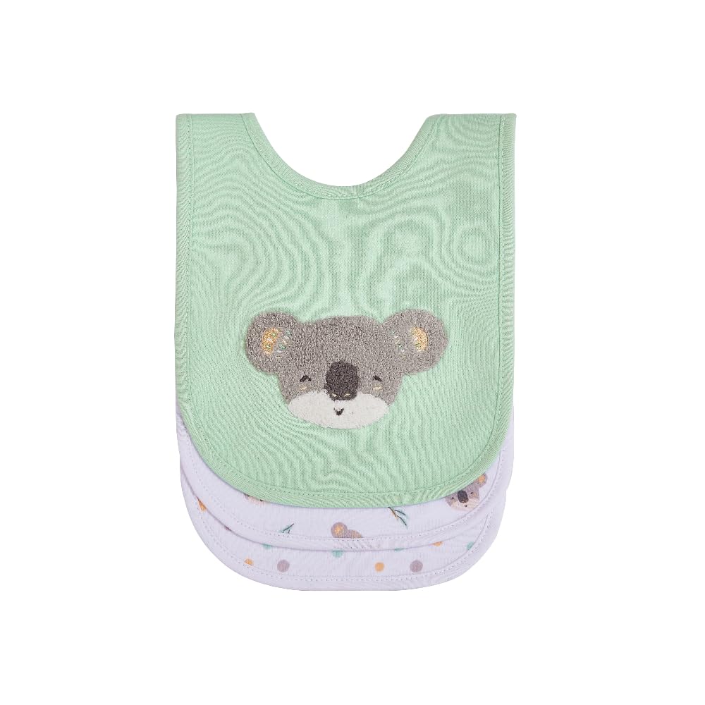 Big Softies 3 Pack Boucle Bibs-Koala|Printed & Boucle Embroidery|Adjustable Snap Fastener|Pure Cotton|Ultra Soft & Super Absorbent|For Drooling, Teething & Feeding|For Unisex 6-24 months-picture-28