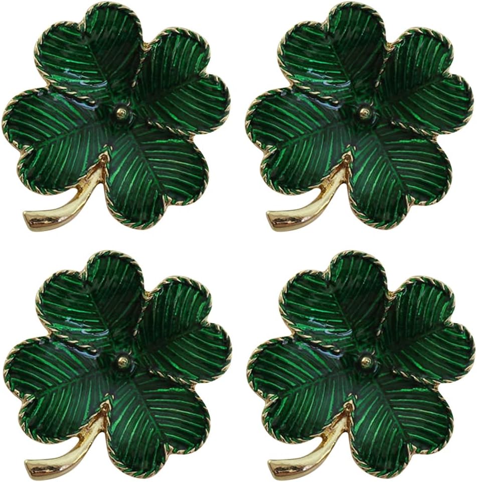 LUOZZY 10Pcs St. Patrick's Day Brooch Pin Four Leaf Clover Lapel Pin Irish Festival Shamrock Pin St. Patricks Day Jewelry Accessory