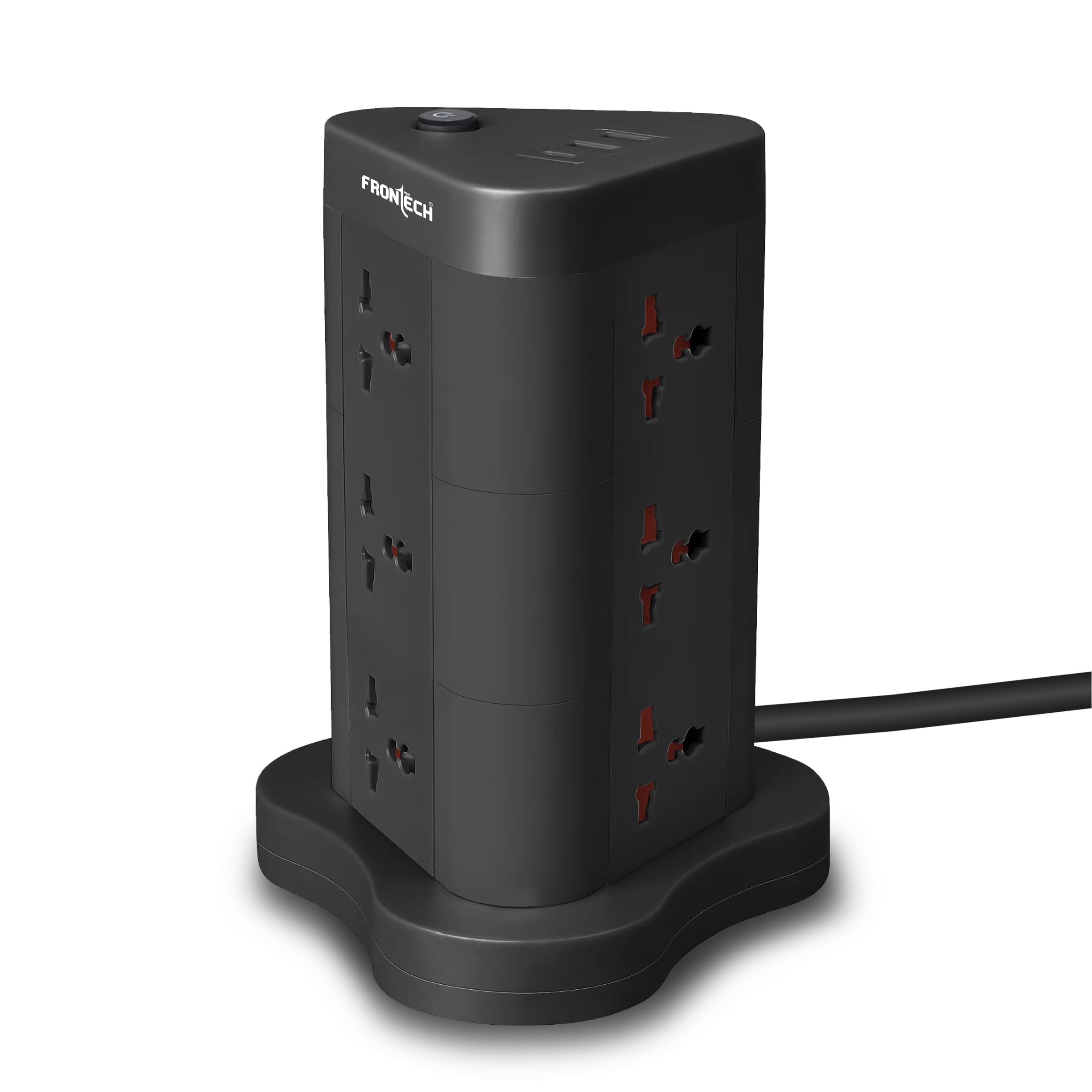 Frontech Power Tower | 9 Universal Sockets | 2 USB Ports + 1 Type-C | 5m Cable | 2500W Load | Child Safety Shutter | Vertical Multi-Plug Extension Board (FT-3564)-image-17