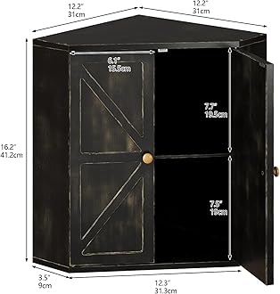 Trironsun Corner Bread Box for Kitchen Counter Double Layer Bamboo Bread Storage Container Large Capacity Bread Storage Bin Farmhouse Breadbox Organizer (Antique Black)