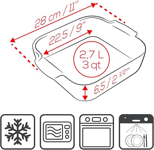 Miniatura 6 de Peugeot - Appolia Plato cuadrado para horno - Panadero de cerámica con asas - Crudo 11.5 x 3 pulgadas