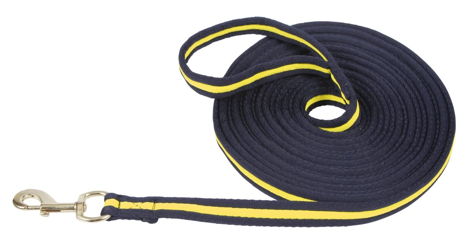 Covalliero guinzaglio da addestramento Soft, 8 m, Marrone/Azzurro, Tessuto Misto, Cavalli, moschettone Girevole, con Passante