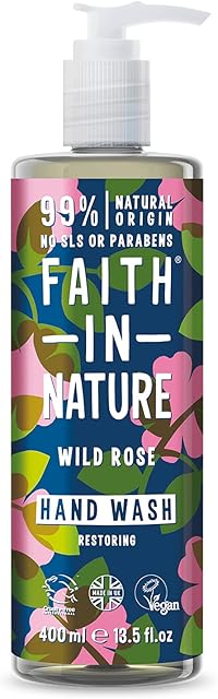 Faith In Nature Natural Wild Rose Hand Wash, Restoring, Vegan and Cruelty Free, No SLS or Parabens, 400 ml