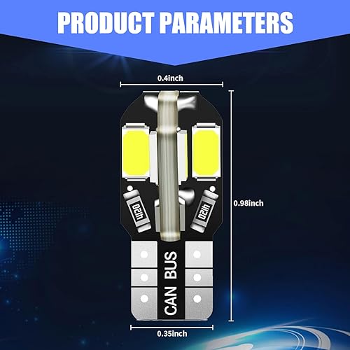 Miniatura 2 de Crynod 10 bombillas LED T10 para interiores de automóvil, 5730 8SMD 360 grados 600LM de alto brillo, repuesto de luz de matrícula, luz de conducción