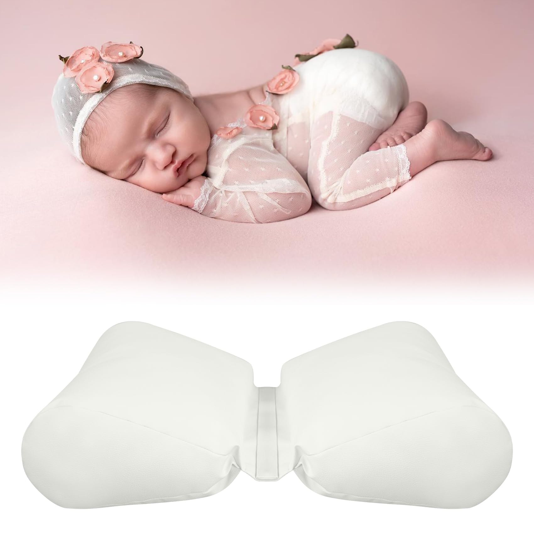 Apoyos de fotografía para recién nacidos Mariposa Posando Cojín Cesta Relleno y Posicionador para Bebés DIY Recién Nacido Fotografía Profesional Prop Blanco