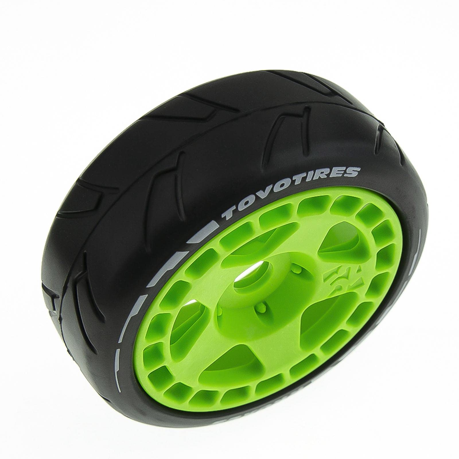 4 Stück RC Auto Reifen Gummireifen Felgen Ersatzteile für 1 7 1 8 Modellautos mit Zuverlässigem Halt für Spiel Dekoration, Leuchtendes Grün