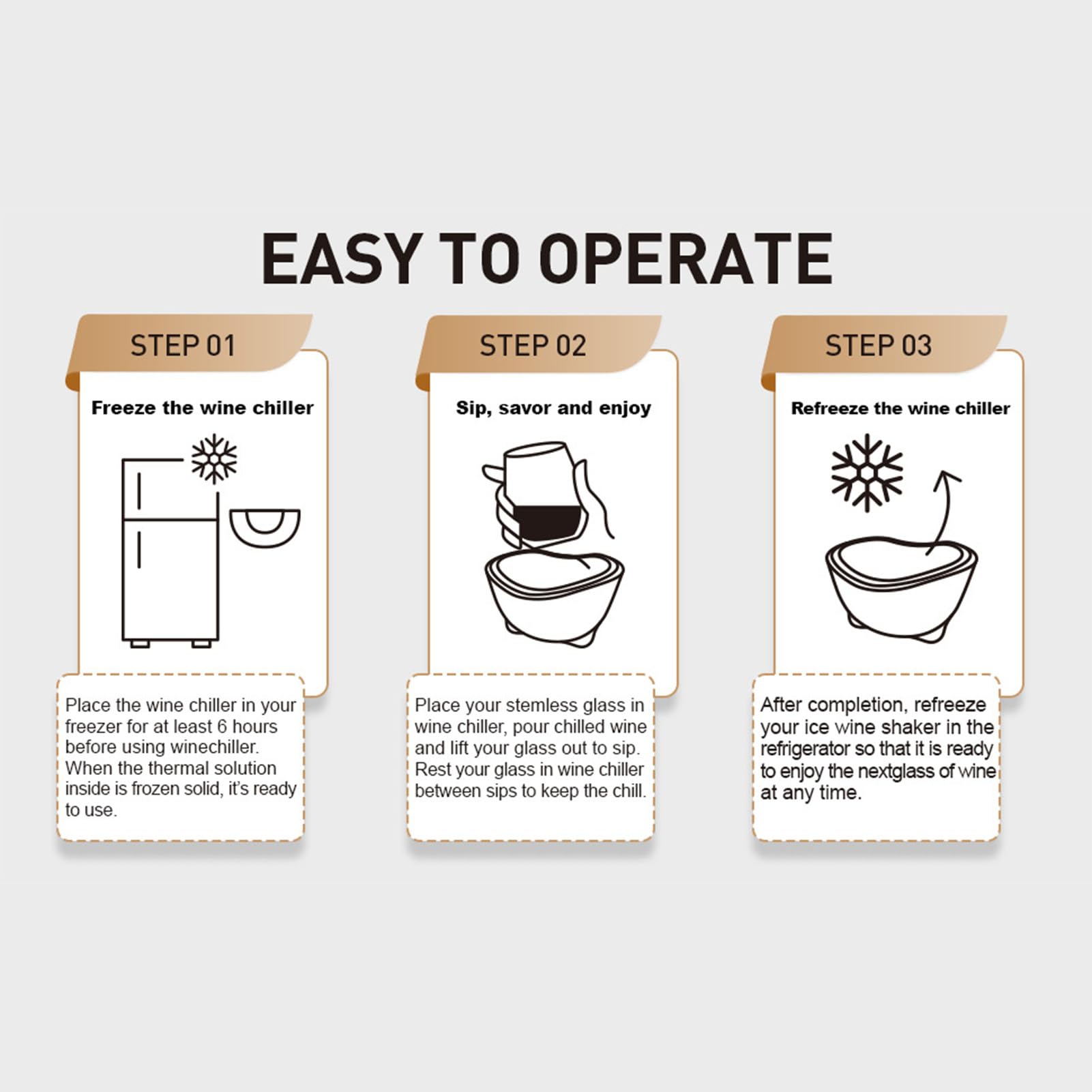 Enfriador de Vino para Vidrio, Enfriador de Copa de Vino sin Tallo Enfriador de Copa de Vino Portátil Compacto con Tallo de Plástico Enfriador de Copa de Vino de Enfriamiento