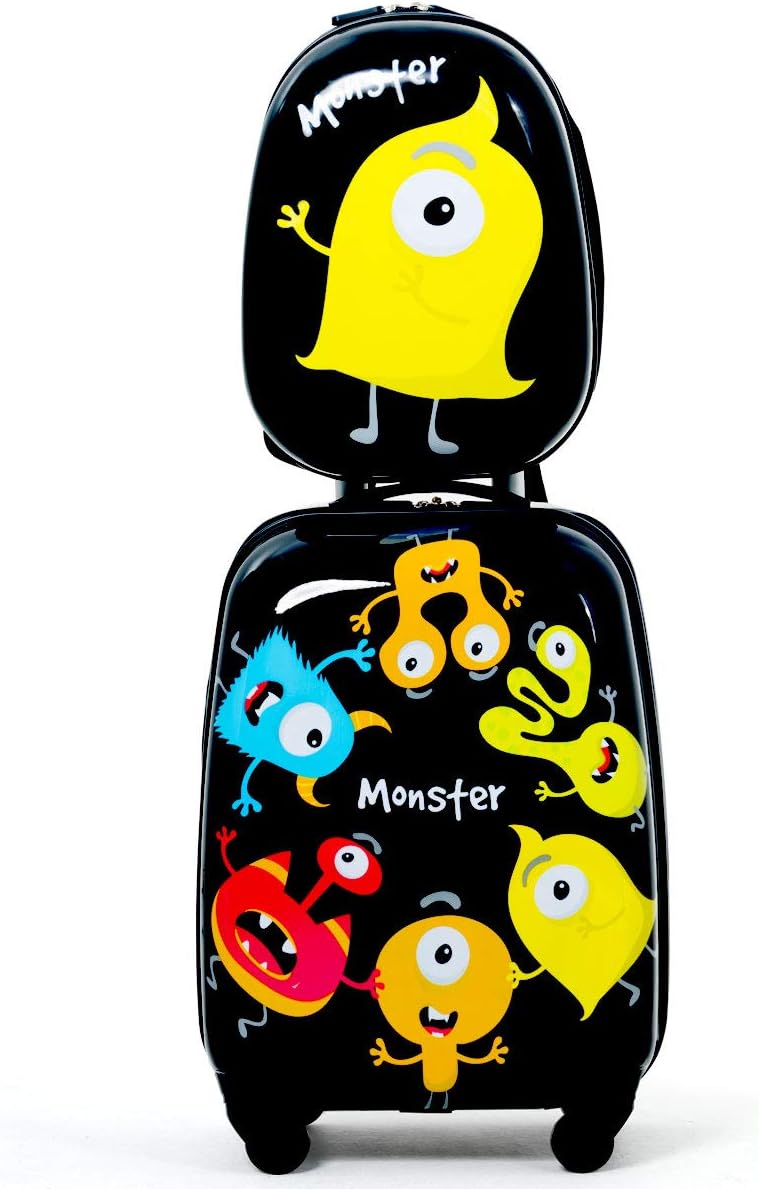 Costway 2-częściowy zestaw dla dziecka, walizka + plecak, walizka dziecięca z tworzywa...