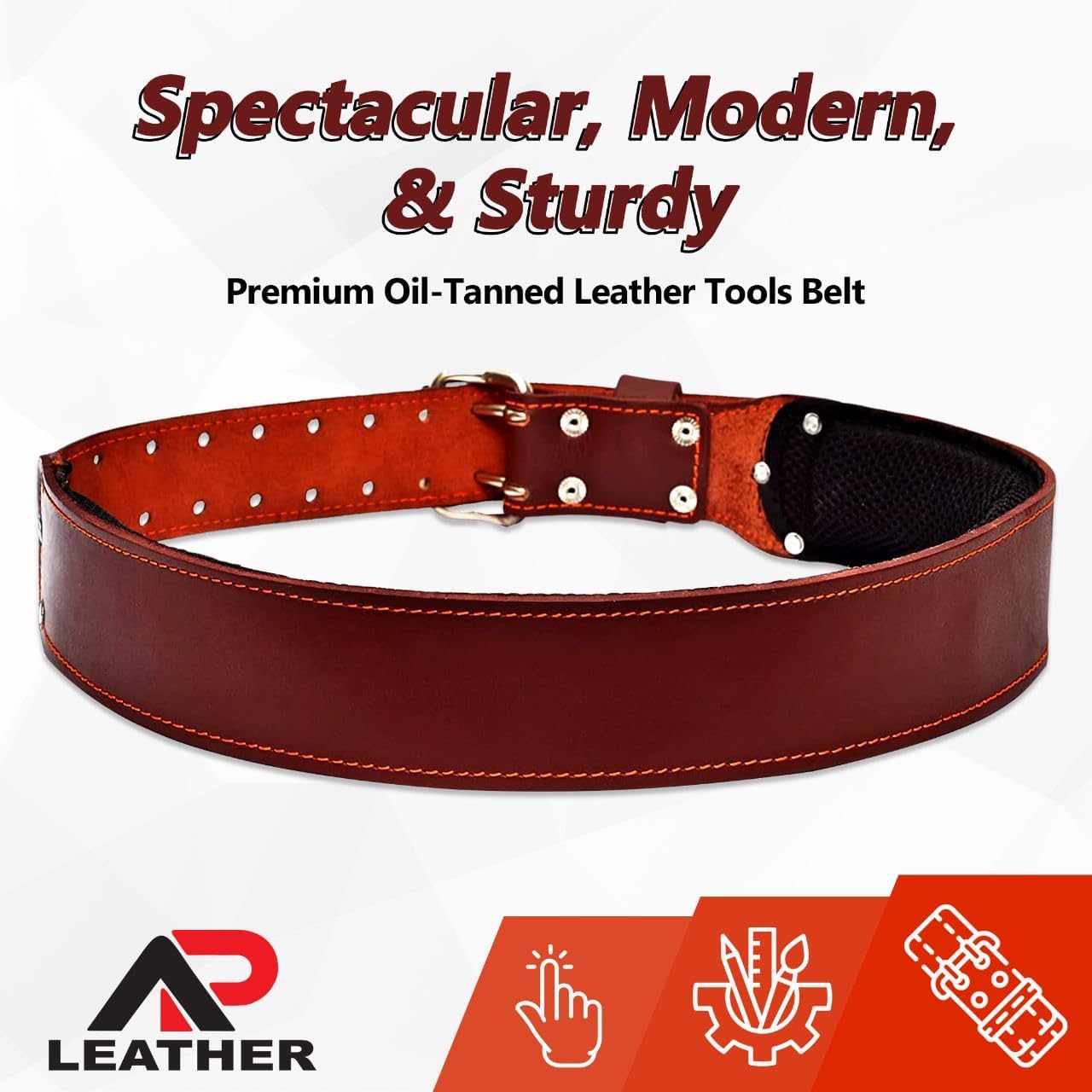 Pro-501 Oil Tanned Leather Tool Belt for 30" to 52" Waist, Premium Leather with 4MM thickness Tool Belt Padded