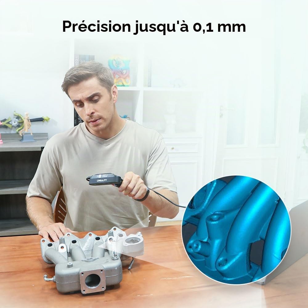 Scanner 3D pour Imprimantes 3D, CR-Scan Ferret SE Machine de Numérisation Portable, 30FPS Vitesse Numérique & 0.1mm Précision, ASIC Chipset Pleine Couleur, Compatible pour PC Windows/Mac OS