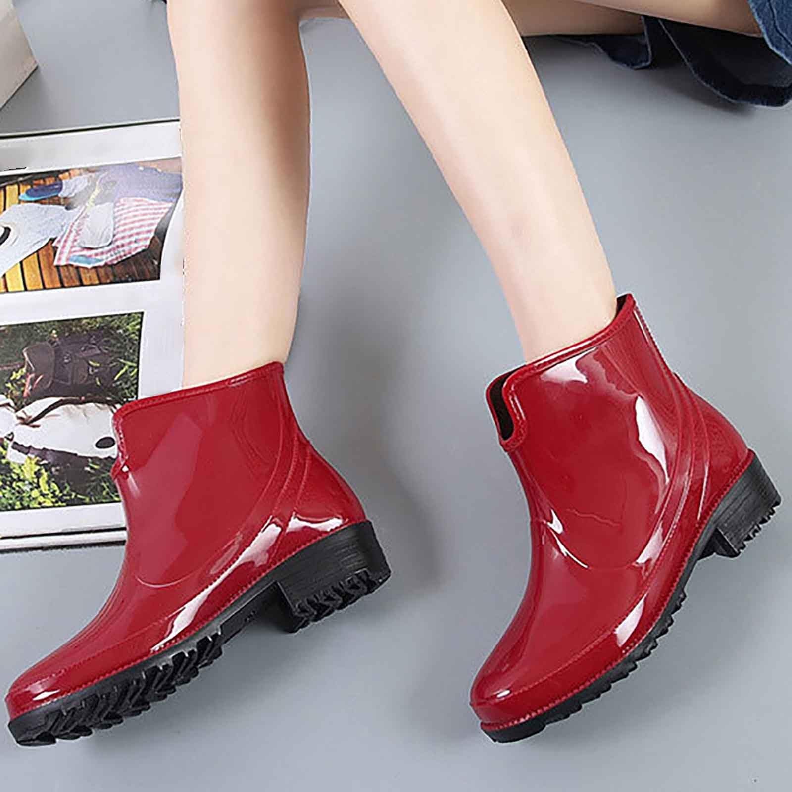 Bottes courtes en caoutchouc pour femme - Bottes mi-hautes en caoutchouc - Respirantes - Coupe-vent - Bottines de pluie en caoutchouc - Bottines de pluie confortables - Résistantes à l'abrasion
