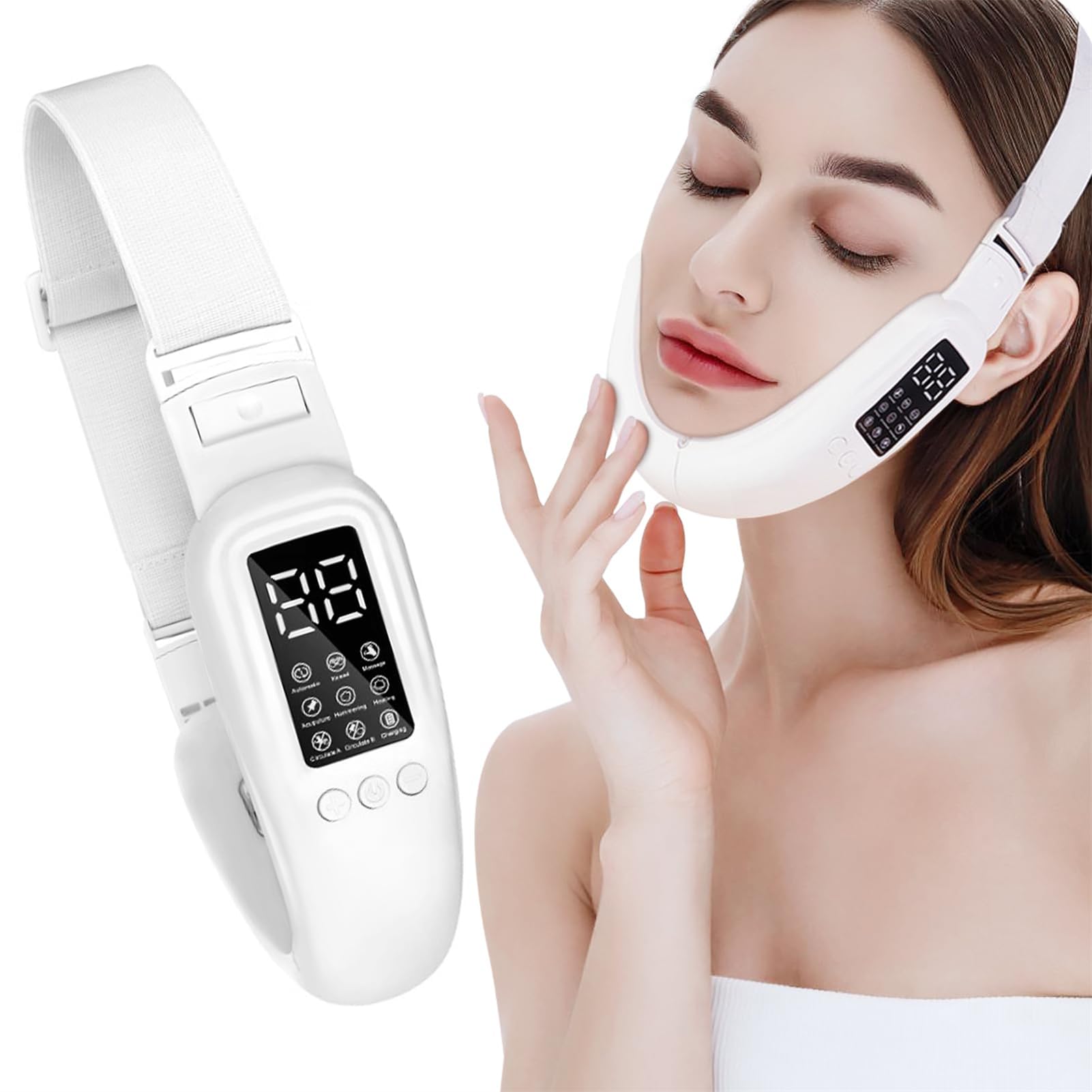 TERRIFI Electric Face Lift Double Chin Device, 8 Modes, 15 Intensity Levels, Intelligent Lifting, and Firming Facial Massager for Women