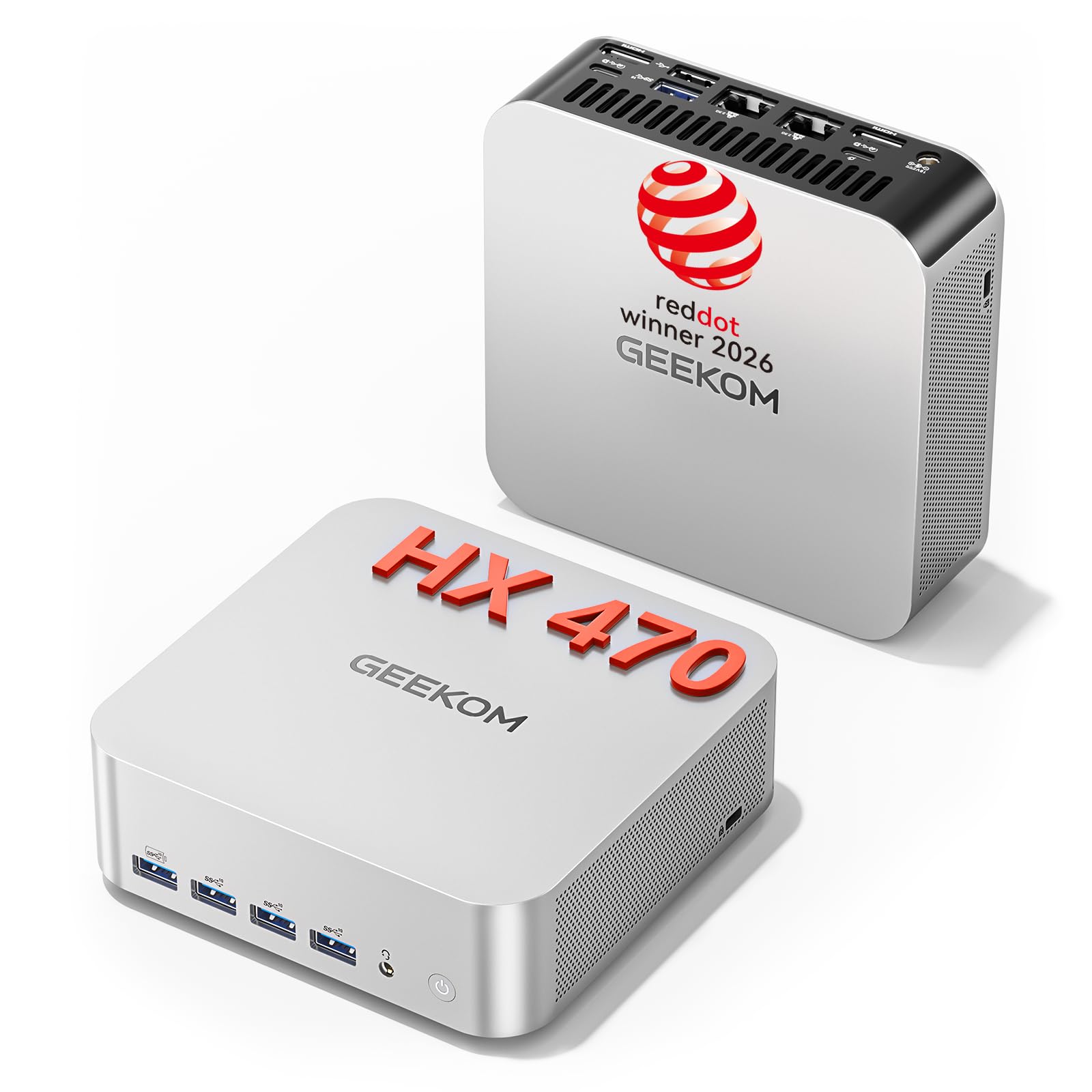 GEEKOM A9 Max 2026 Edition Mini PC AI con AMD Ryzen AI 9 HX 470 | 32GB DDR5 + 2TB SSD | Win 11 Pro | per Sviluppatori AI,Home Server | 4x Uscita 8K (HDMI/USB4/DP) Doppia 2.5G LAN | WiFi 7