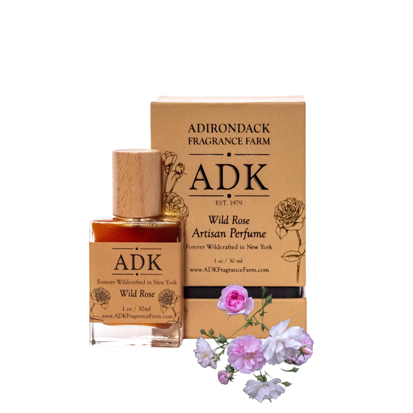 ADK Wild Rose Artisan Perfume Spray 1 oz (30 mL), Natural Hypoallergenic & Clean Perfume for Women & Men with Notes of Wild Rose, Rose Geranium, Clove, Cinnamon & Sweetgrass
