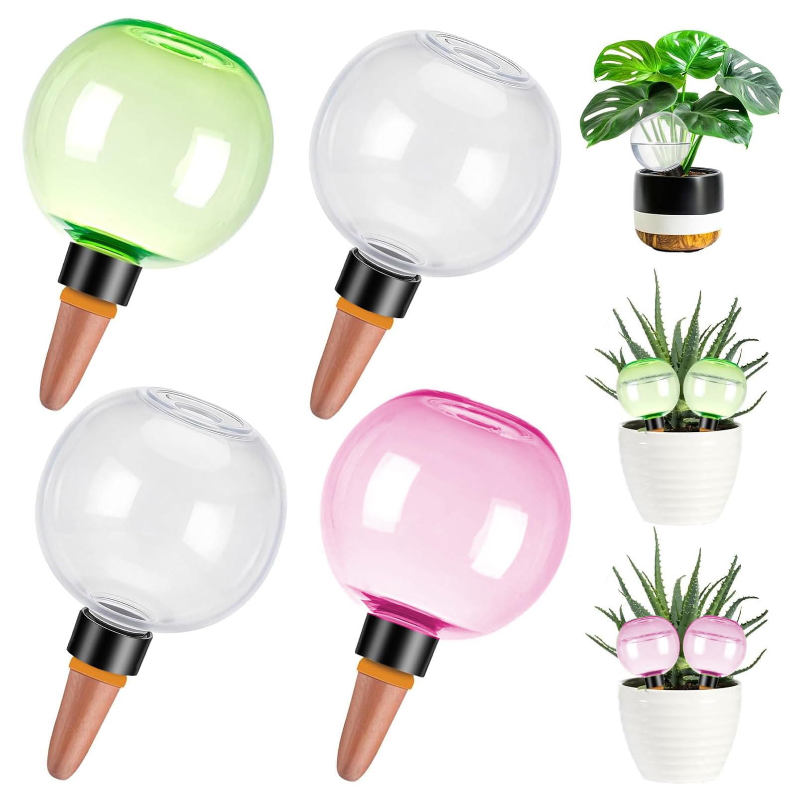4Pcs Plant Watering Globes, Plant Watering Devices Self Watering Spikes