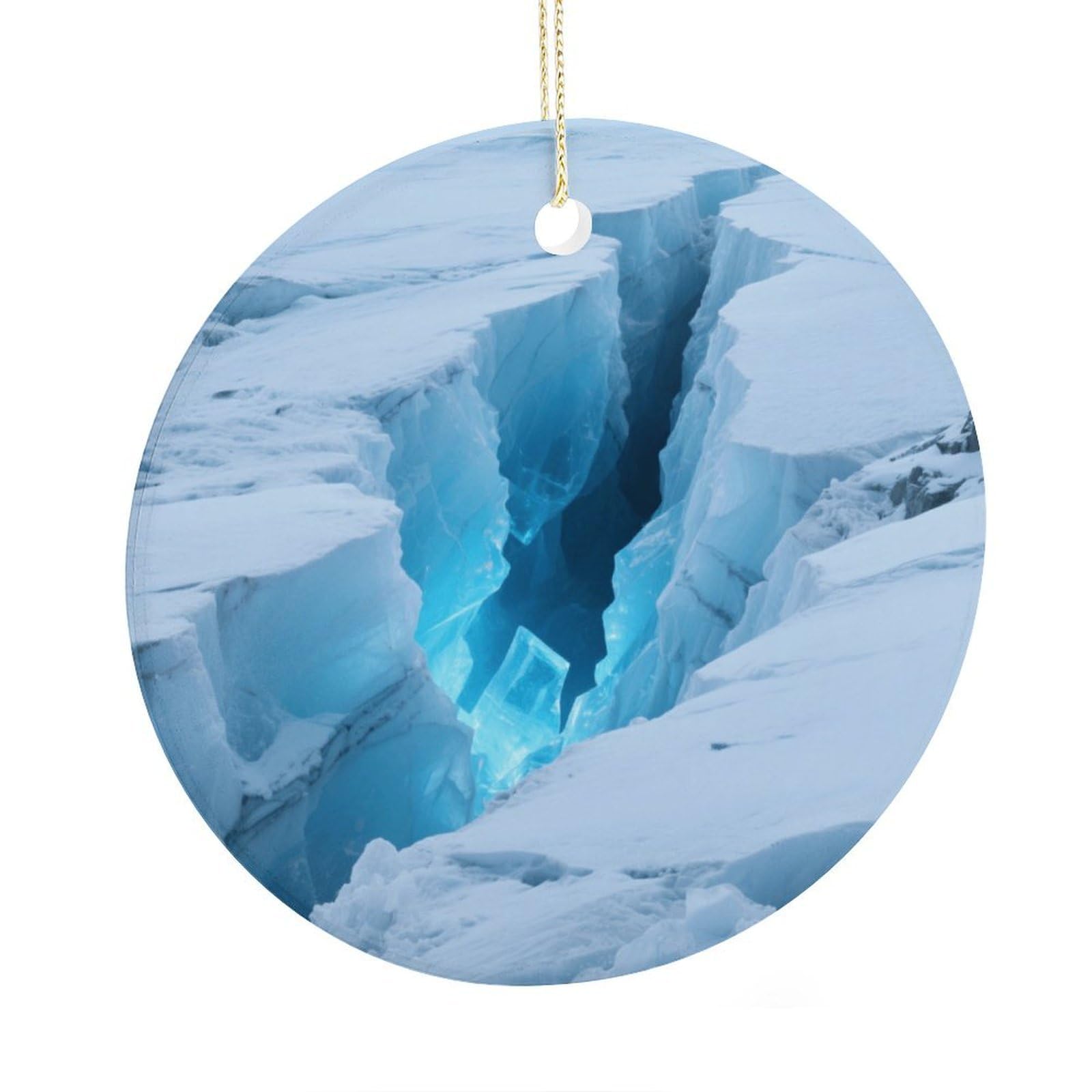Fekiloot Style Glaciers Cracks Ice Caves Christmas Ornaments 2.9 Inch Round Ceramic Ornament Keepsake Thank You Gifts For Office, Room, Home - Holiday Present Ideas