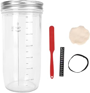 Sourdough Jar Unique Large Opening, Sourdough Starter Jar Comprehensive Bread Baking Kit, Fermentation Box for Sourdough Filling Line Marking Multifunctional Storage for Sourdough
