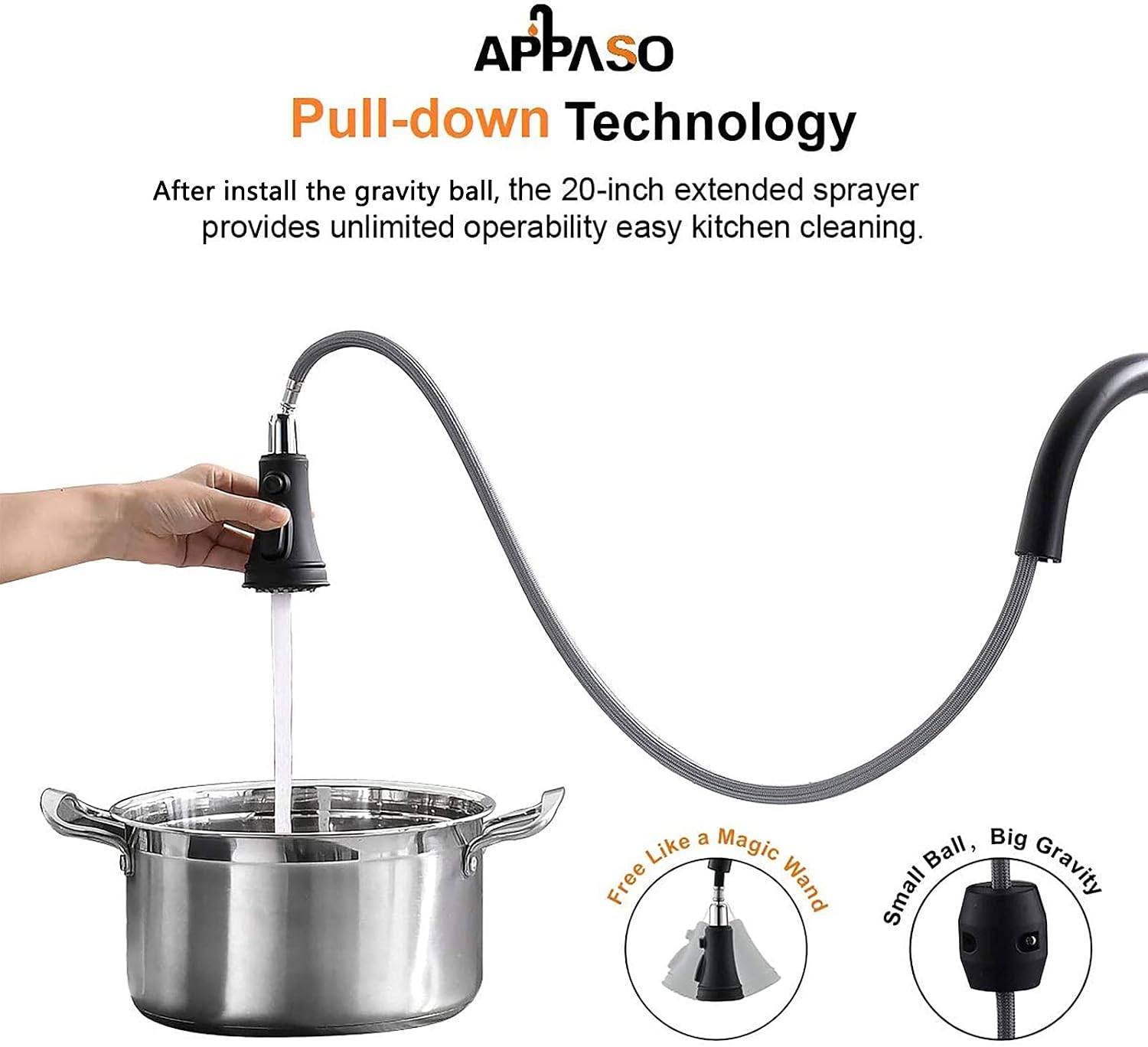 Bеѕt Cуbеr Dеаlѕ 🔥 APPASO Commercial Matte Black Single Handle Pull Down Kitchen Faucet with 3 Modes Sprayer, Antique Spring Modern Tall High Arc Single Pull Out Hole Kitchen Sink Faucets