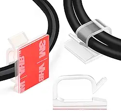 XHF 1,6 cm clipes de fio adesivos transparentes 60 peças, organizador de cabos para uso ao ar livre, para debaixo da mesa, carro, parede, TV PC cabo Ethernet