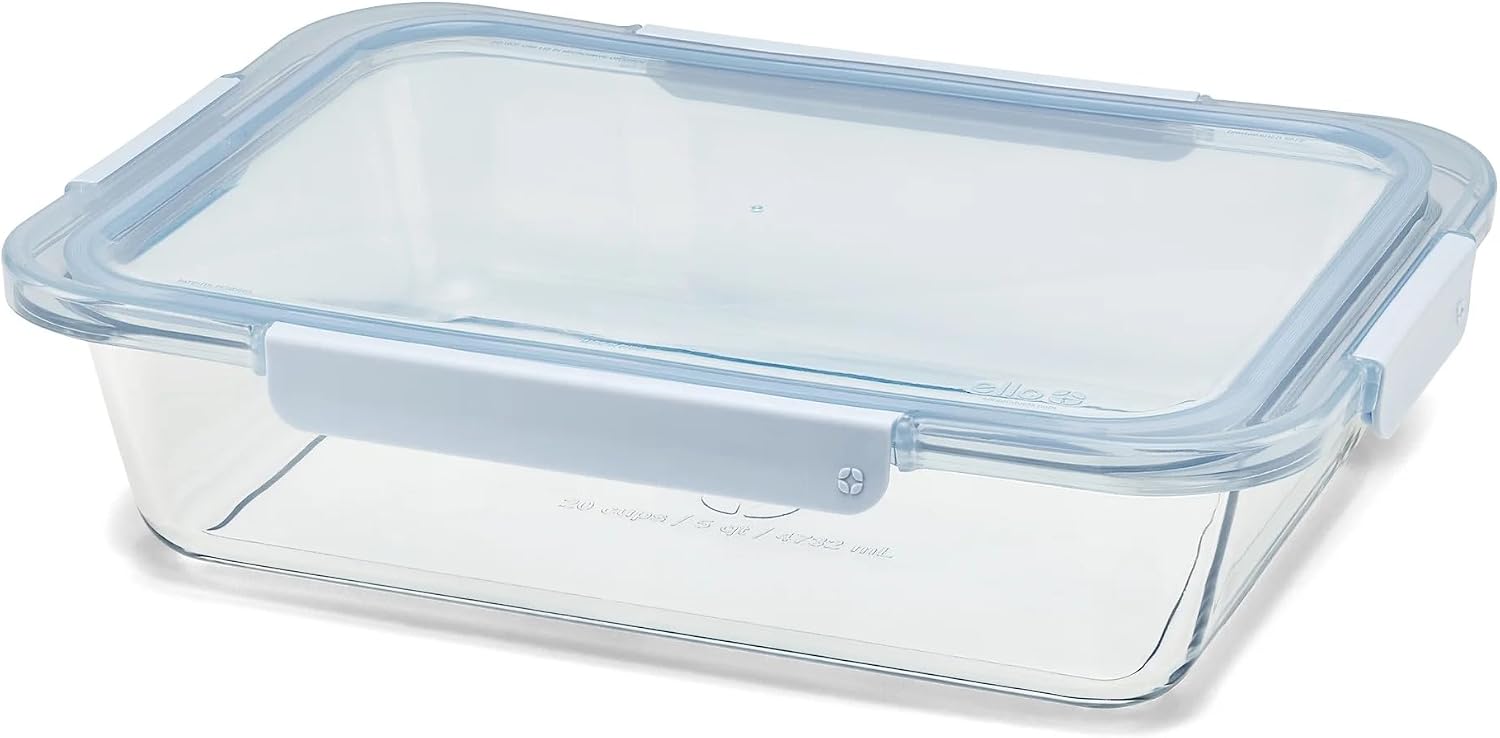 Color Lock Glass 9x13 Inch Deep Bakeware Dish with Airtight Lid, Windy Blue, Large Lasagna Pan, Casserole Dish for Oven, Freezer-to-Oven Glass Baking Container