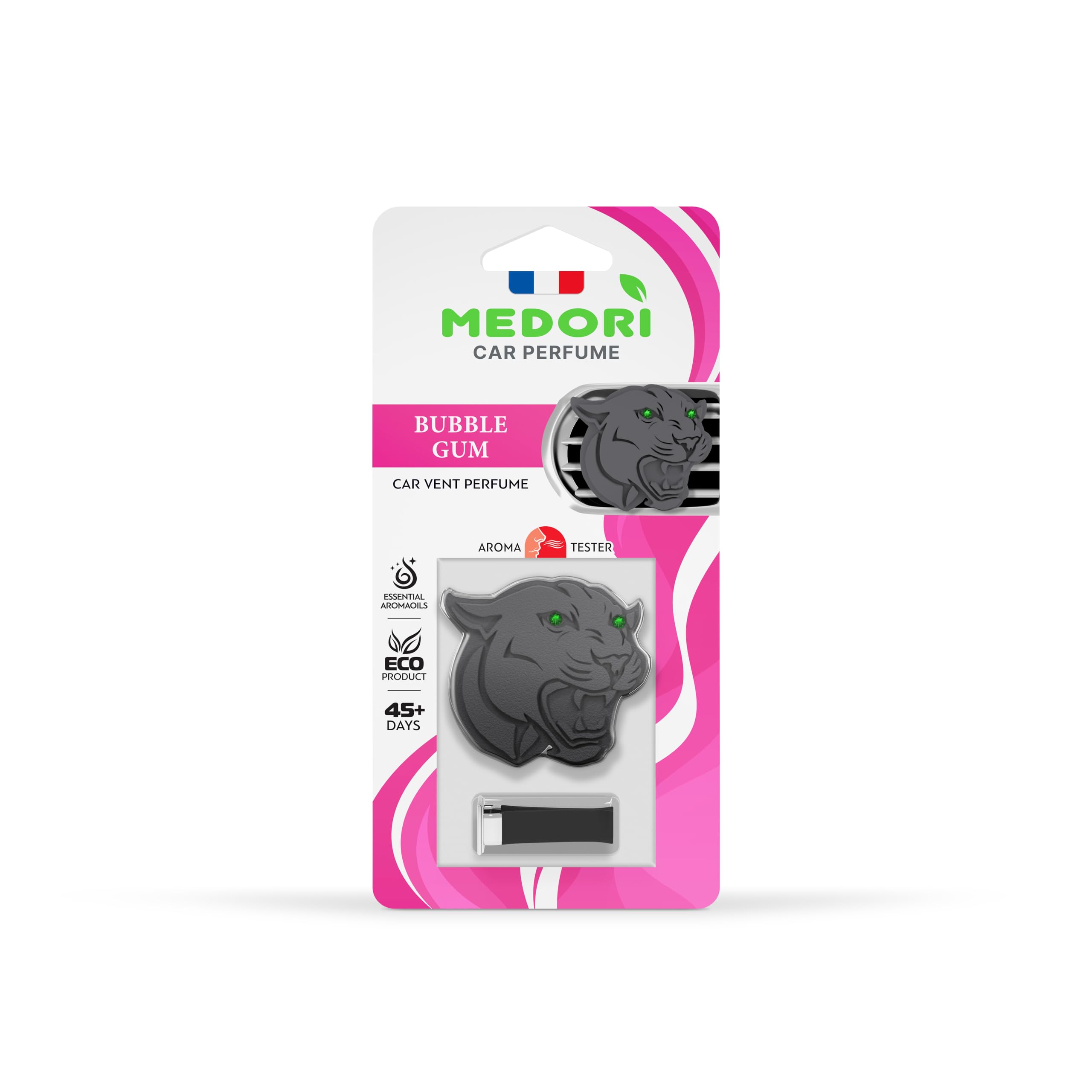 Medori Luxury ceramic car air freshener for vent 2D Panther head Bubble Gum a Fragrance With an exotic and enchanting Aroma Fragrance is made in France