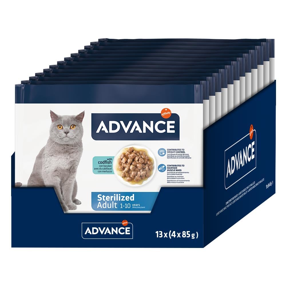 Advance Wet Food for Adult Cats Sterilized with Cod 13 Flowpacks of 4 x 85 g