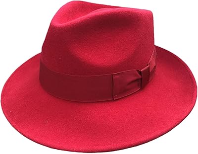 Wool Felt Crushable Packable Fedora Hats for Men Women Black Red Color Red L