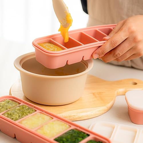 Miniatura 4 de Silicone Freezer Tray, Made in Korea, Meal Prep, Freeze Food Storage Cubes Trays with Lids for Purees, Soups, Solid Food Fruit Vegitable Brastmilk,
