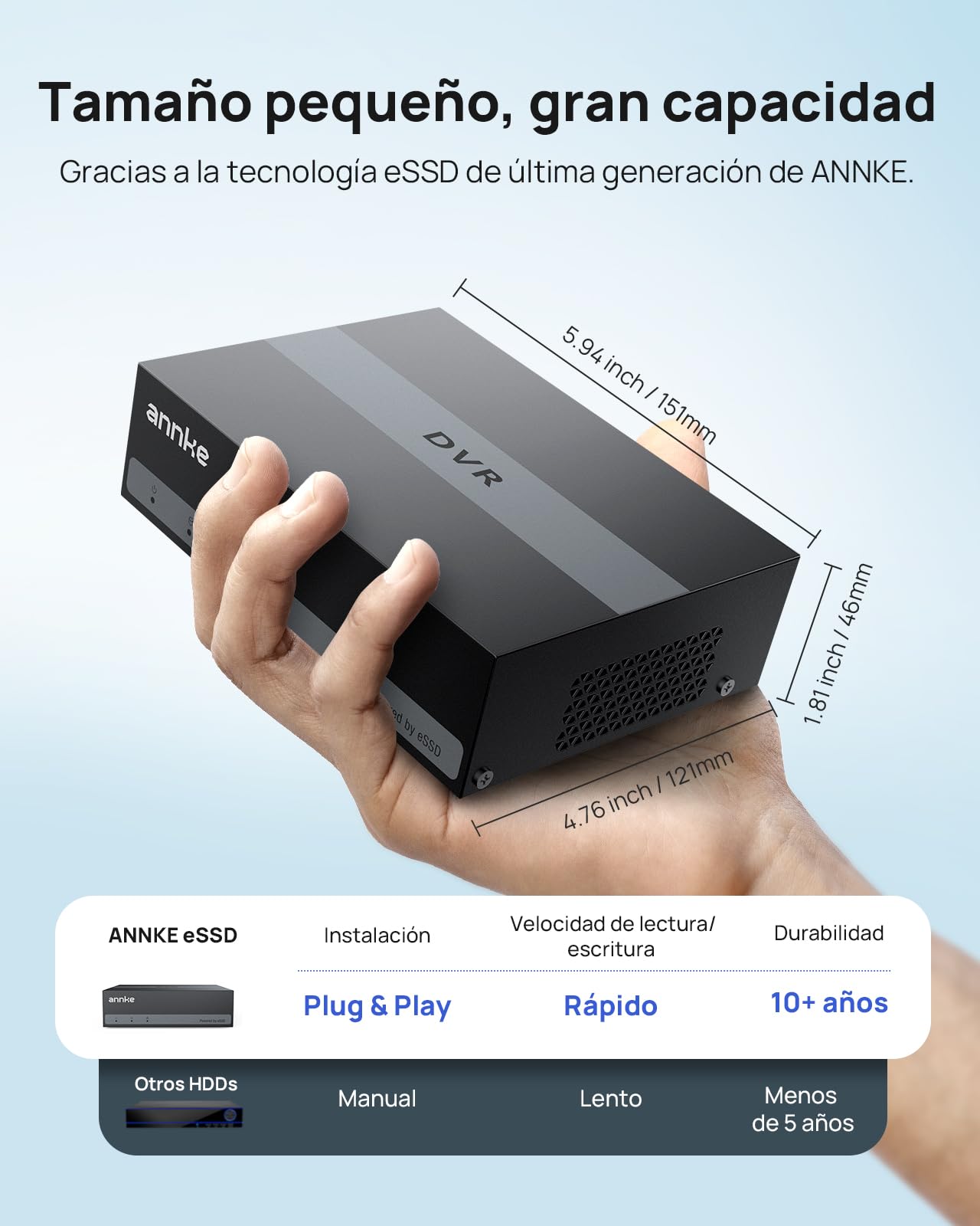 ANNKE 5MP Lite 4CH CCTV DVR Enregistreur Avec Disque Dur SSD Interne 1TB | Enregistrement 24h/24,4 Canaux DVR Avec Détection de Personnes et Véhicules, Compatible 4 Aaméras Analogiques + 1 Caméra IP