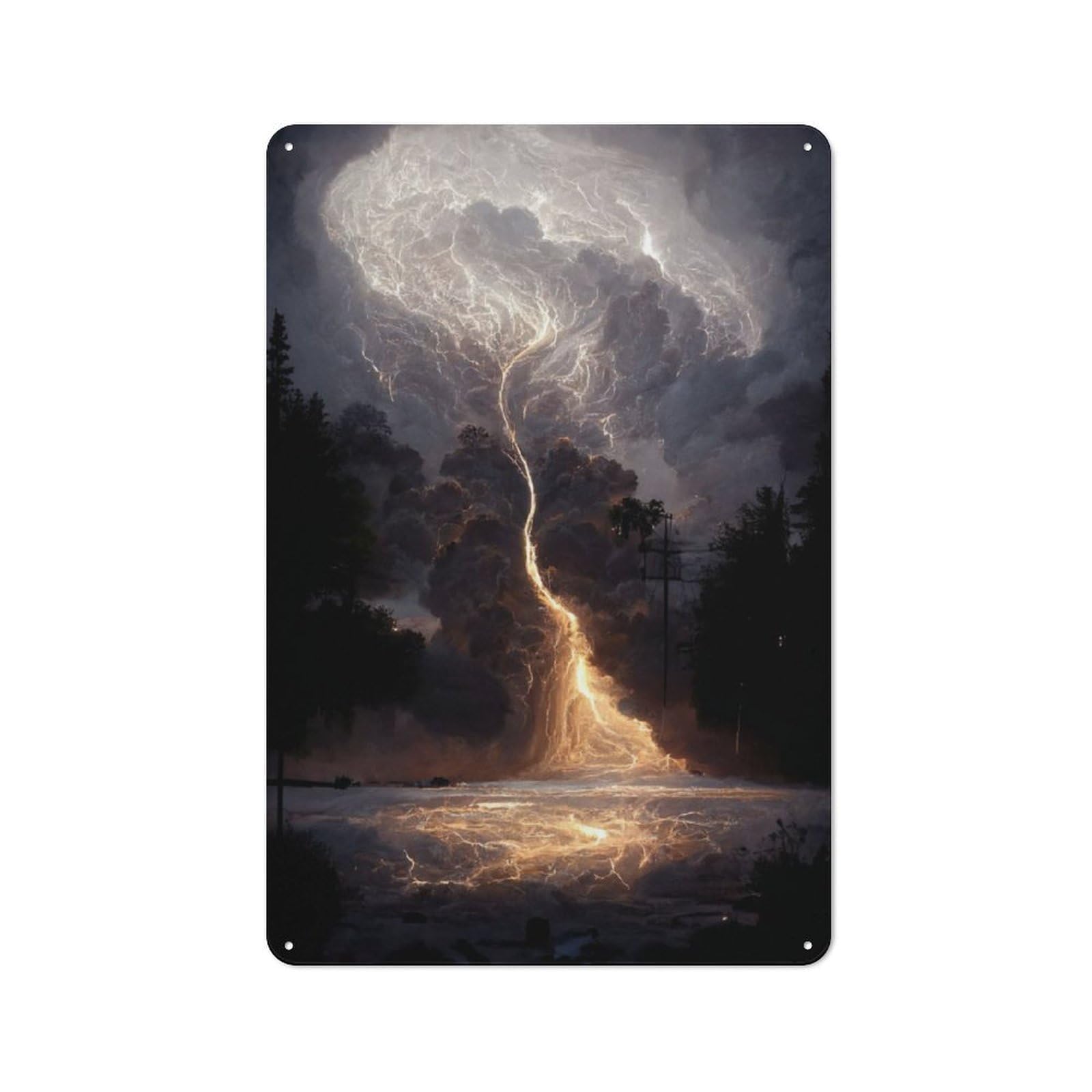 Understated Office Metal Sign 30x20cm Featuring Apocalyptic Storm, Studio Wall Plaque for Office, Study, Studio Or Hallway
