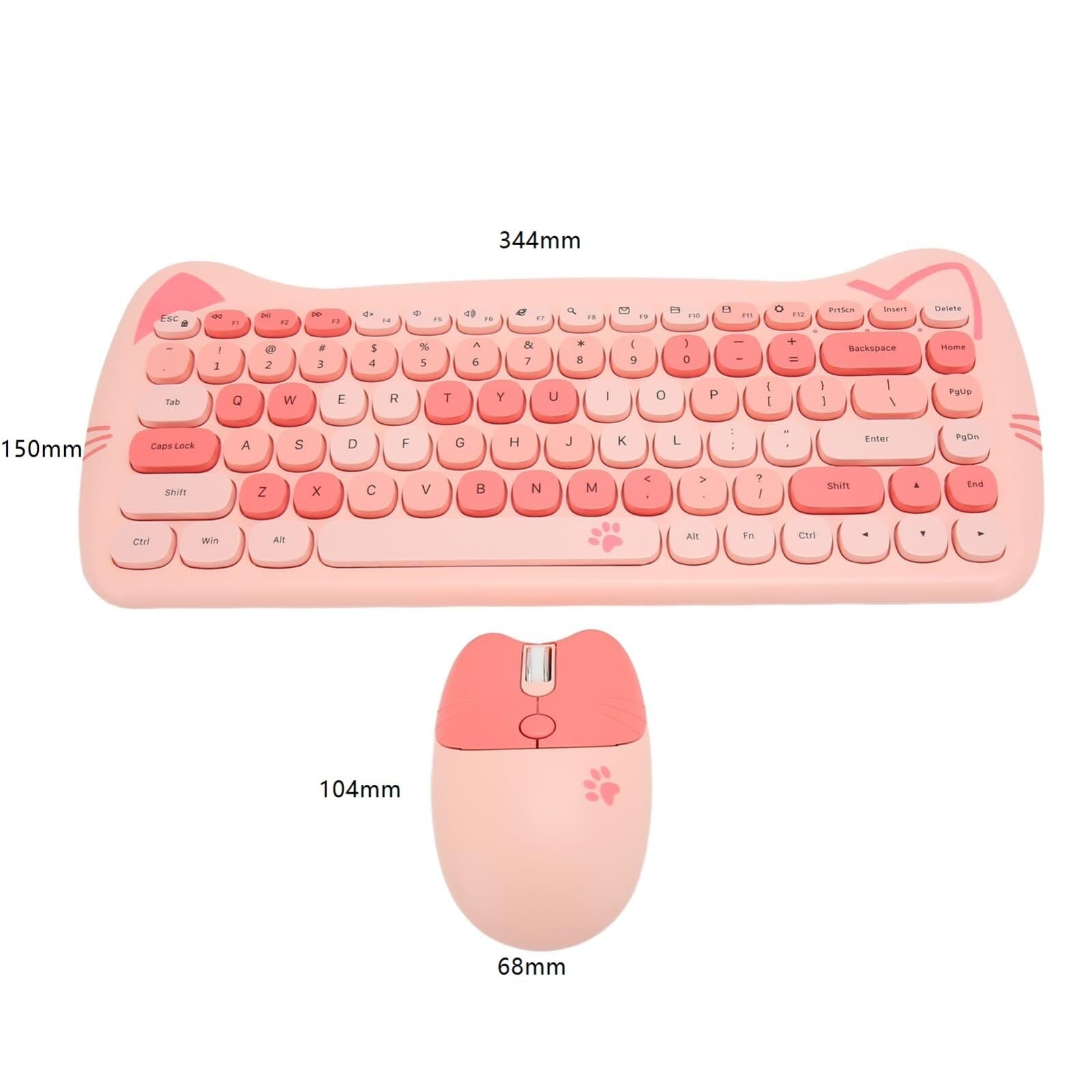 Teclado Ratón Teclado Y Ratón Inalámbricos, Combinados For Gatos, De Ordenador For Portátil Combo(Pink)
