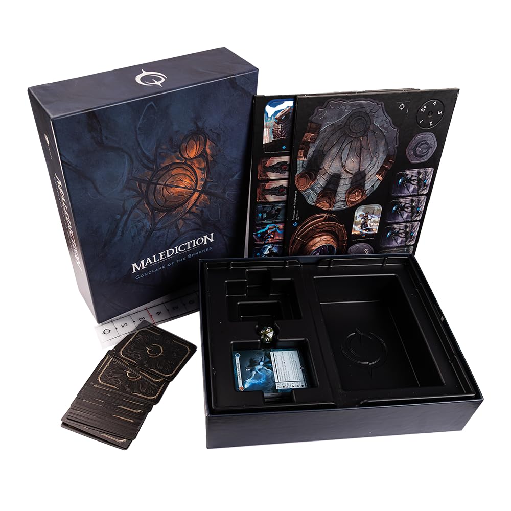 Malediction: Conclave of The Spheres, set di scatole da gioco di strategia, 80+ carte premium, 29 piedi, pezzi del terreno, libro delle regole