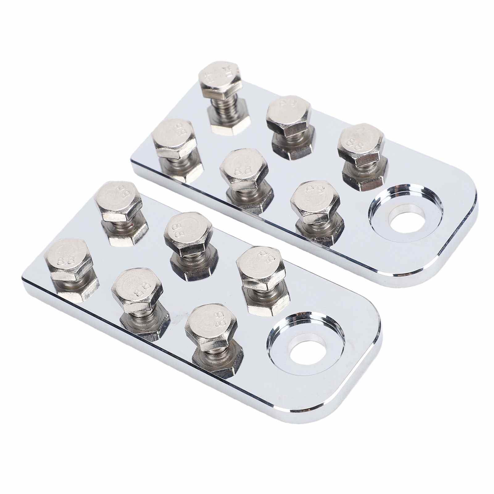 Lot de 2 Bornes de Batterie Plates à 6 Points, Borniers en Alliage d'aluminium pour Plusieurs Connexions de Câbles, Connecteurs de Batterie avec Goujons Filetés, Idéal pour l'automobile,