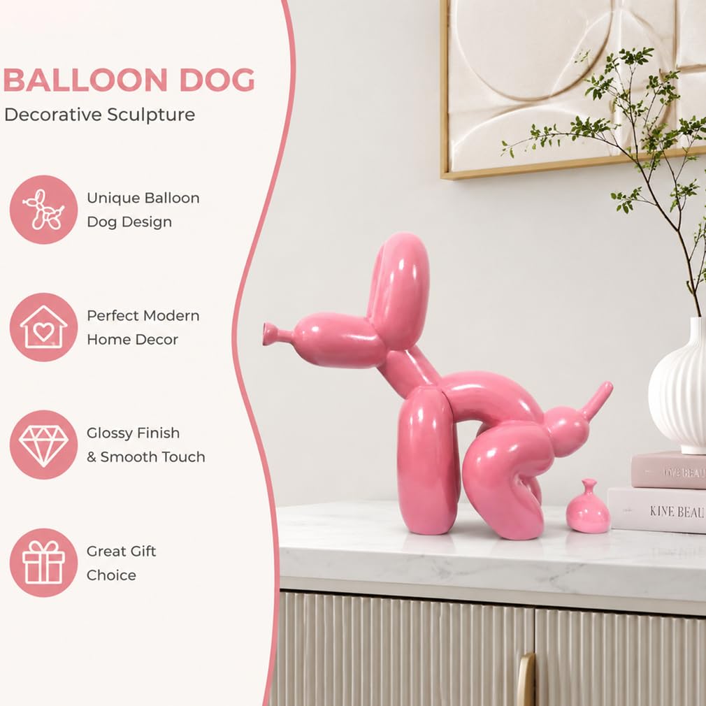 Estatua de Perro con Globo, Escultura de Perro con Globo de Resina, Escultura artística de Graffiti, artesanía de Resina, Adorno, decoración de Escritorio, Oficina y hogar,A6