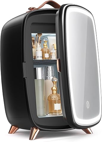 Electactic 6L Mini Skincare Fridge, Mini Fridge with LED Mirror