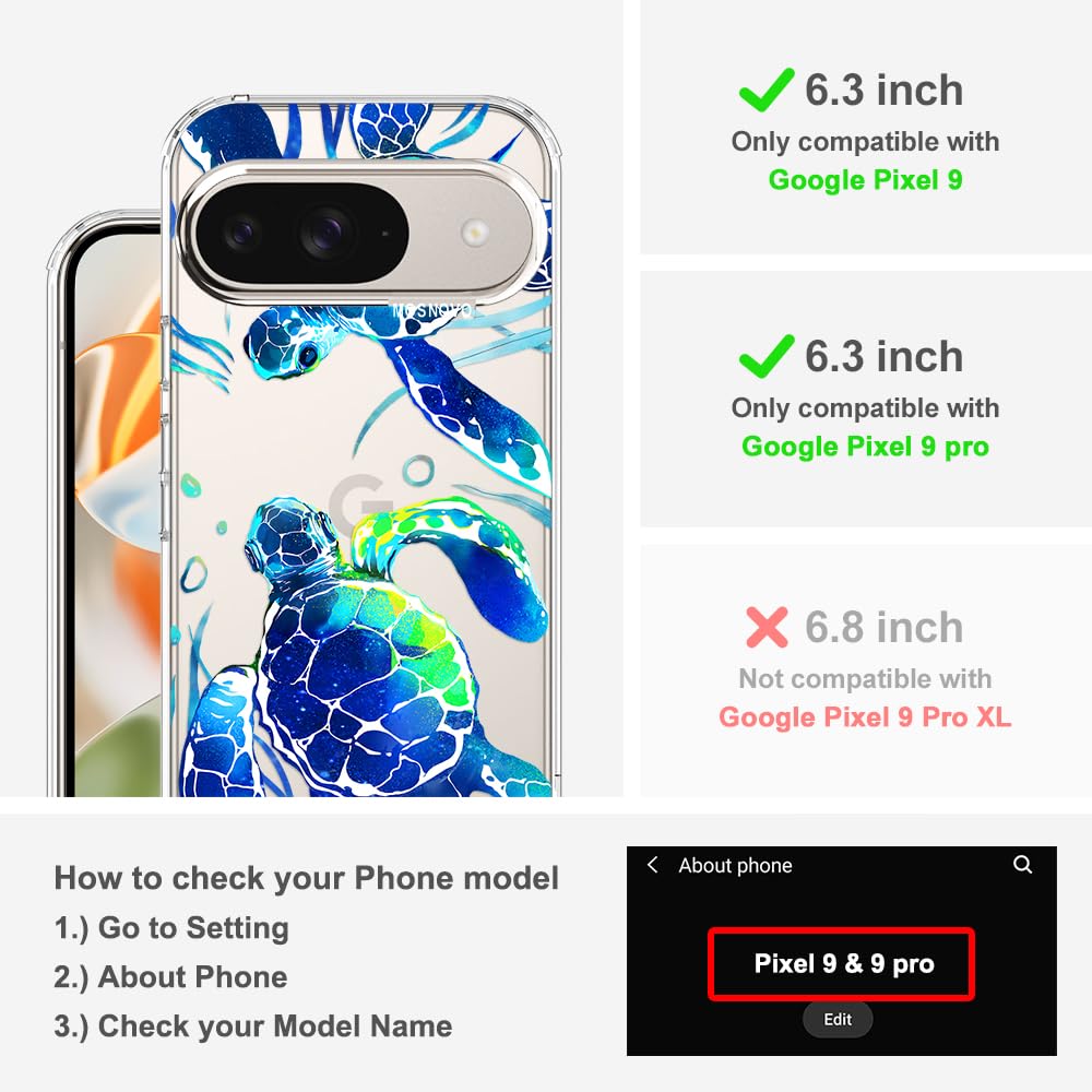 MOSNOVO Case for Google Pixel 10 & Pixel 10 Pro, [Buffertech 6.6ft Military-Grade Drop Protection] [Anti Peel Off Tech] Clear TPU Bumper Phone Case Cover Design - Cute Cherry — view 256