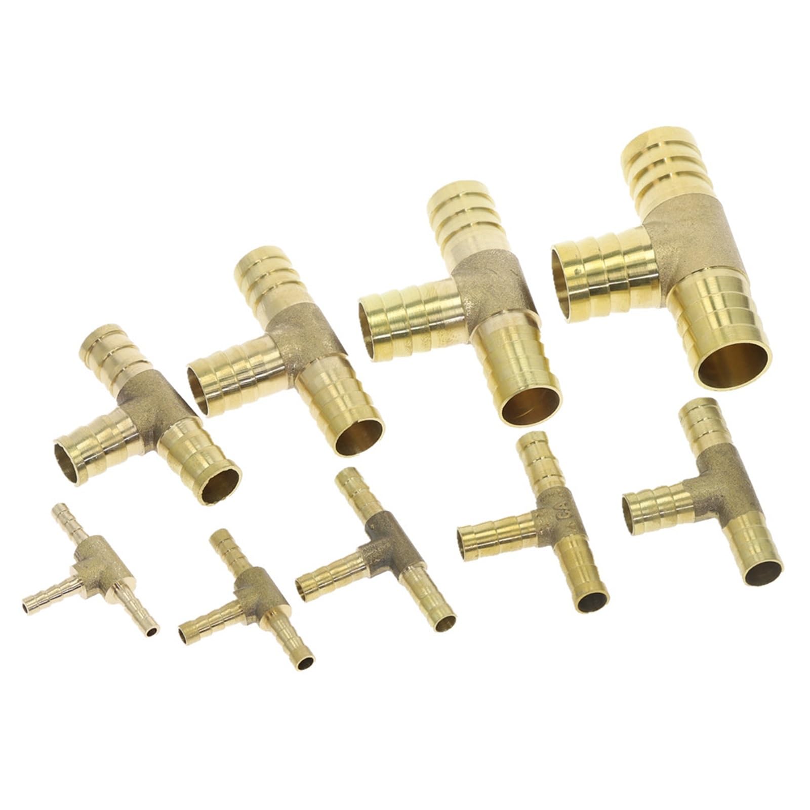 Qinlu-Brass Connector Hose Fitting 4mm 6mm 8mm 10mm 12mm 16mm T-Shape Brass Barb Hose Fitting Brass Barbed Coupling Connector Adapter, corrosion resistance(14MM)