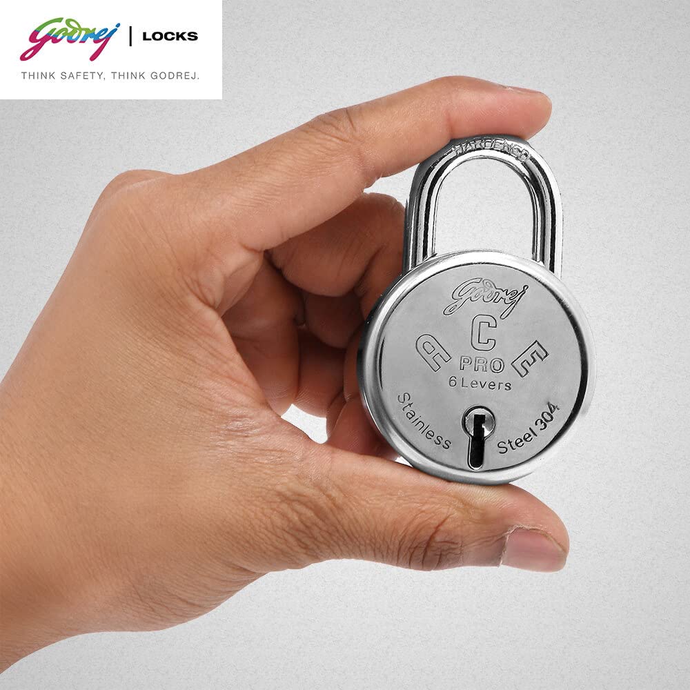 Godrej Locks | Ace Pro 6 Levers 52mm Round Padlock | Strong Double Locking | 3Keys | for aldrops, Lockers, toolboxes, Cycle Cable Ends, Wooden cupboards, suitcases | Silver Finish | 1 Year Warranty — Amazon image 6