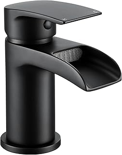Comprar Peppermint Grifo de lavabo negro mate cascada monomando para lavabo caliente y frío