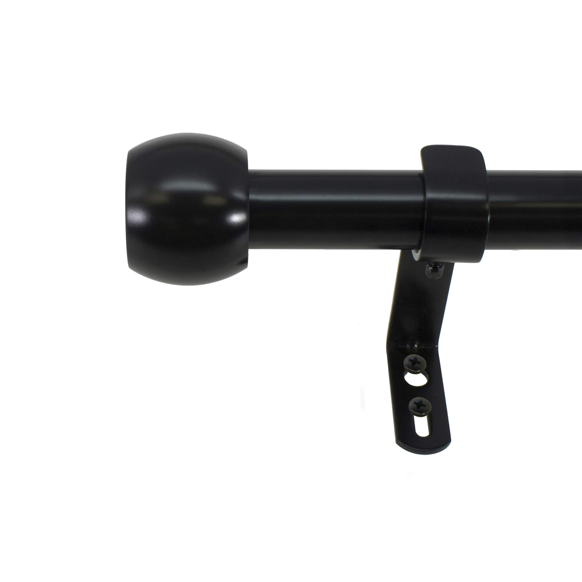 Decopolitan 29546-BO72 1" Knob Curtain Rod Set, 72 to 144 Inches, Black