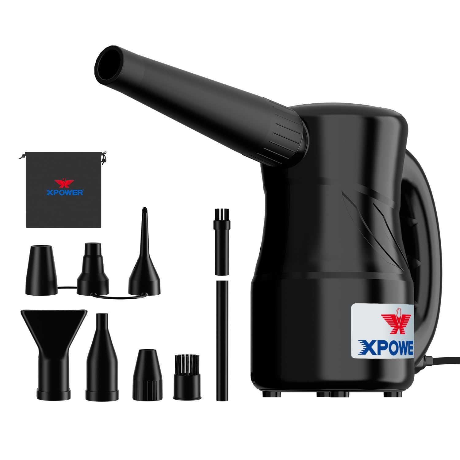 XPOWER Cyber Duster Electric Air Duster for Dusting Drying Inflating Blowing Car Detailing Computer Maintenance Leaf Blowing High Performance Motor Eco-Friendly (Black