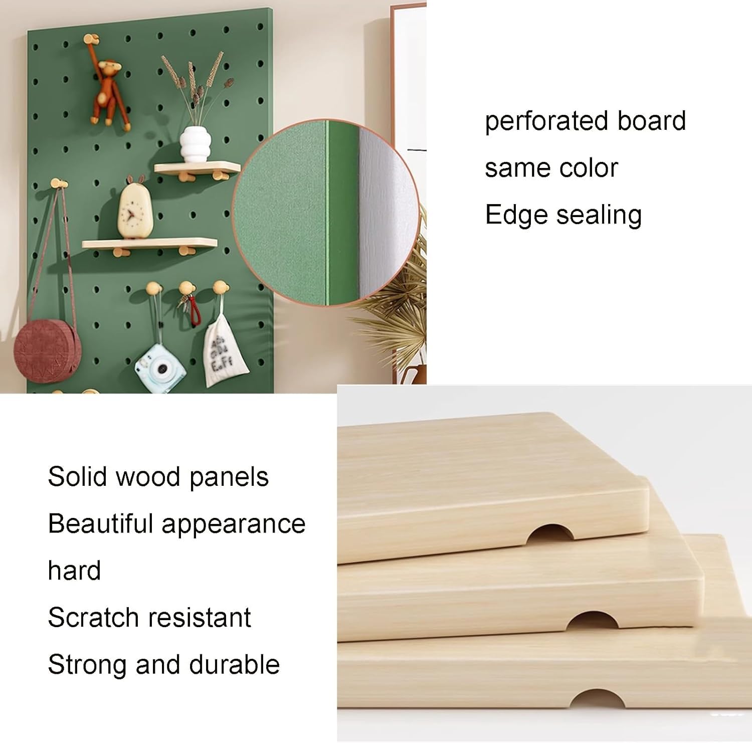 Stecktafel, Wand-Organizer, Massivholzplatten, Stecktafel, Kombinationsset, Wandhalterung, Display-Pegboard, Panel für Bastelzimmer, Küche (weiß)
