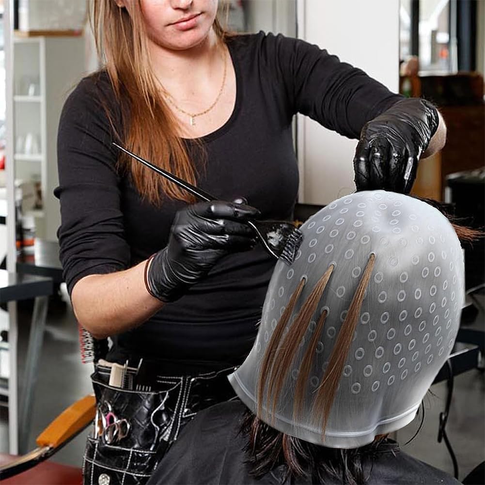 Cuffia per Meches,Cappucci In Silicone Per Tinture Per Capelli,Strumenti Professionali per Parrucchieri,Cuffia Capelli Meches con Ganci,Cuffia Per Capelli Per Meches, per Ragazze Tintura Capelli