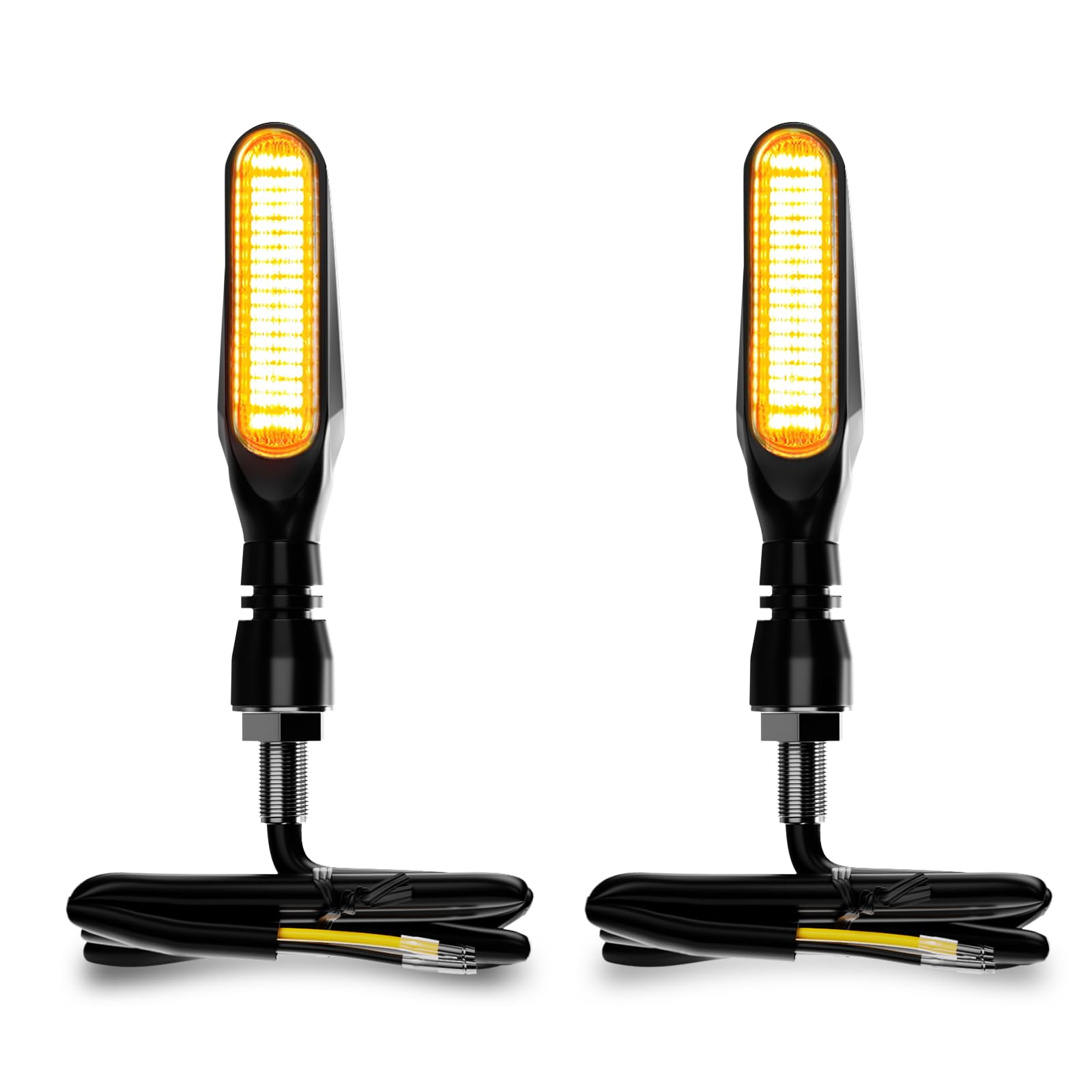 Alopee 2-Pack Sequential LED Motorcycle Turn Signals 12V Flowing IP67 Waterproof Front and Rear Directional Lights High Visibility Universal Fit for Honda Yamaha American Cruiser Adventure Tourer