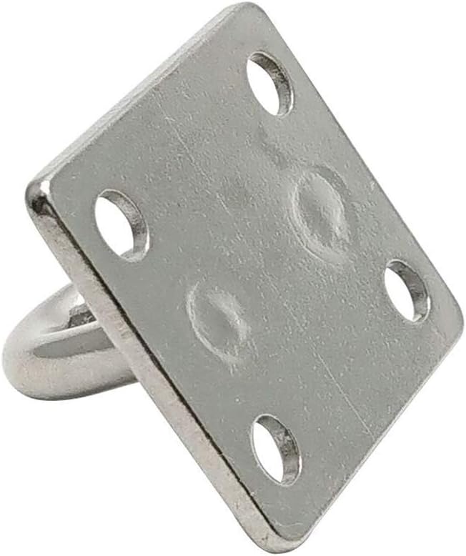 4 Pcs 1.4 x 1.2 Inch 304 Stainless Steel Ceiling Hooks Pad Eyes Plate Marine Hardware Hooks with Screws