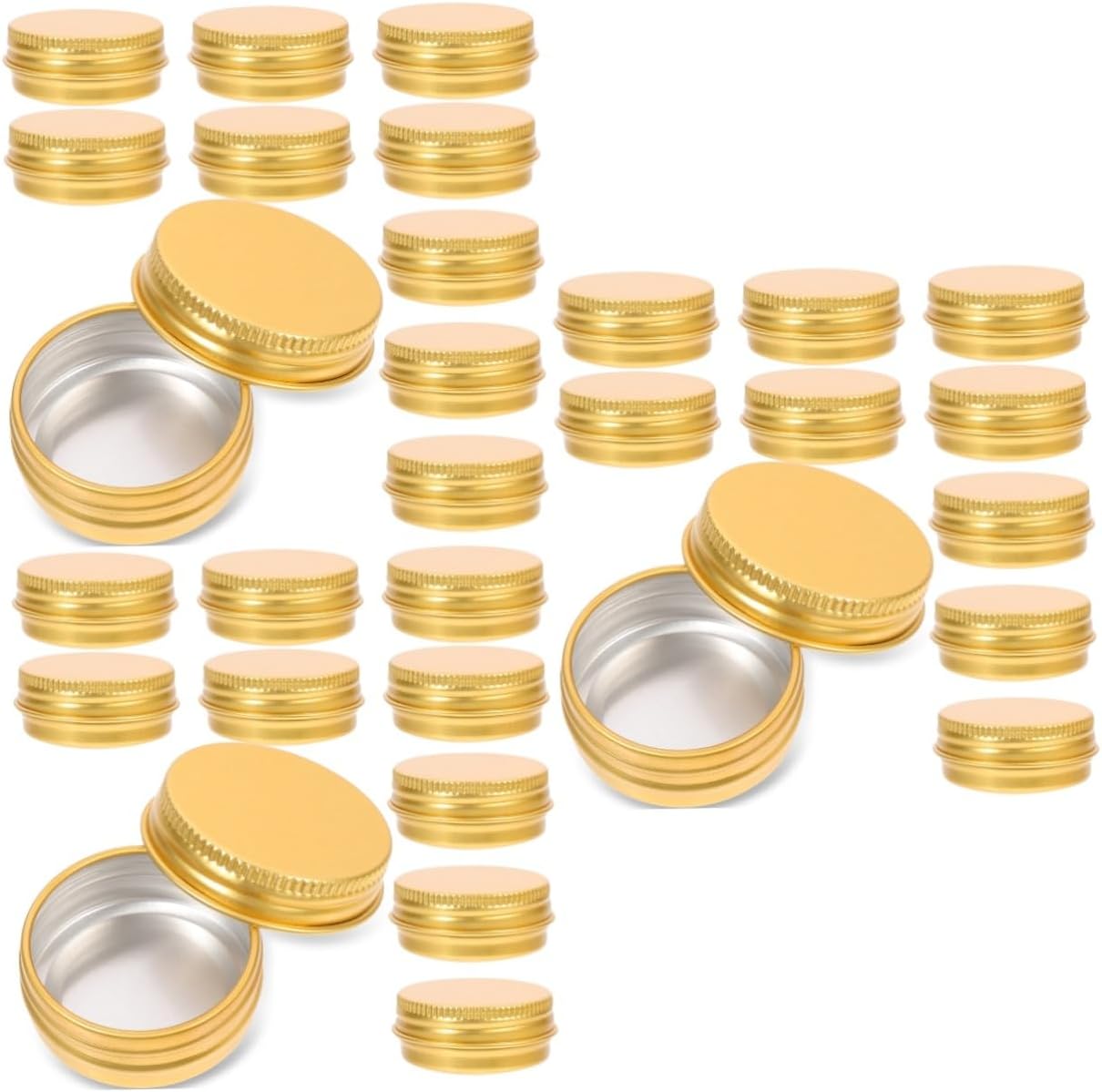 GARVALON 72pcs Refillable Round Metal Tin Containers Screw Lid for Crafts Storage of Candles Beads and More Aluminum Jars for Home and Event Use