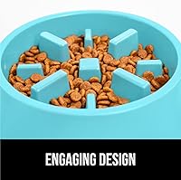 Vista 7 de GORILLA GRIP Tazones patentados de alimentación lenta sin BPA, juguete interactivo para perros y gatos, enriquecimiento de entrenamiento Turquesa