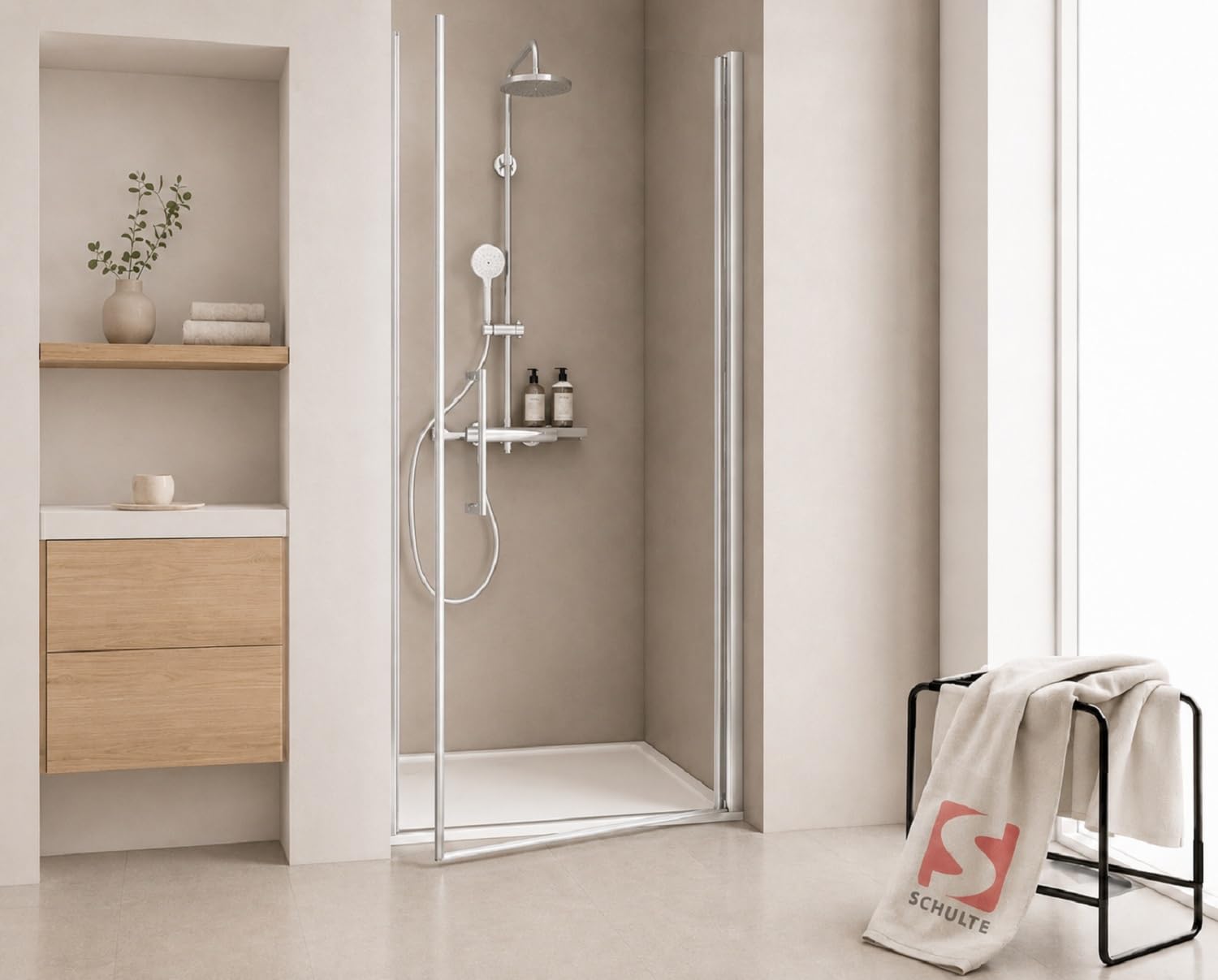Schulte porte douche pivotante niche 80 x 192 chromé autolevant réversible | verre trempé anti-calcaire réglage 77.8-80.4 cm largeur d'accès 69.5 cm